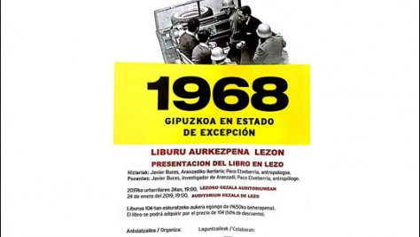 "1968 Gipuzkoa en estado de excepción" liburuaren aurkezpena