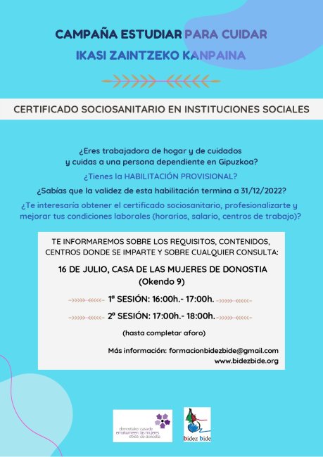 Sesiones informativas sobre el Certificado Sociosanitario en Instituciones Sociales 